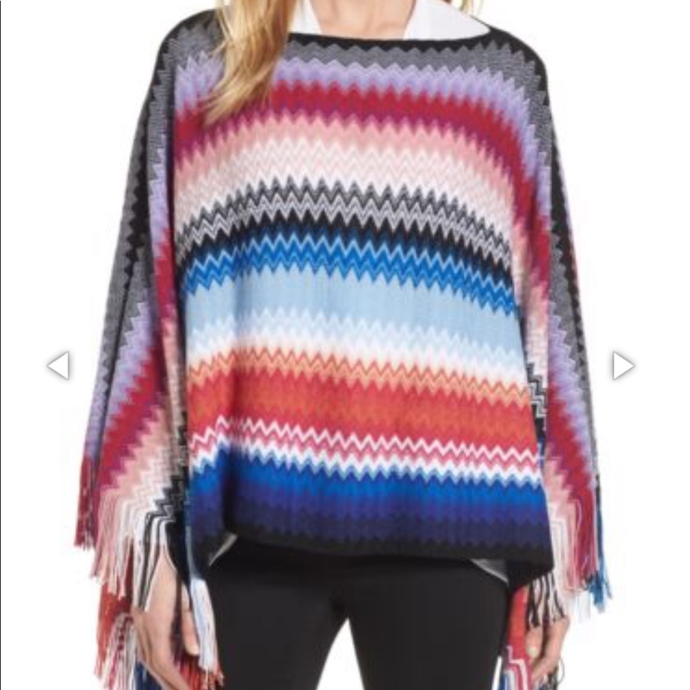 Missoni Fringe Poncho Scarf Shawl Multi-Colored